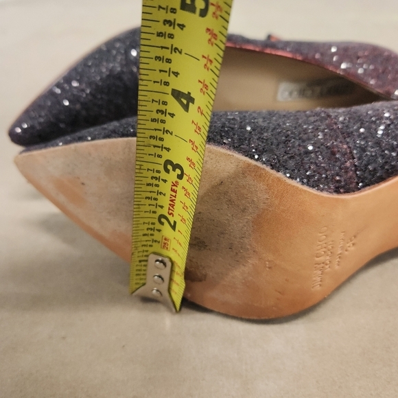 Jimmy Choo Romy Burgundy/Black Coarse Glitter Pointed Toe SZ 38 - Picture 11 of 14